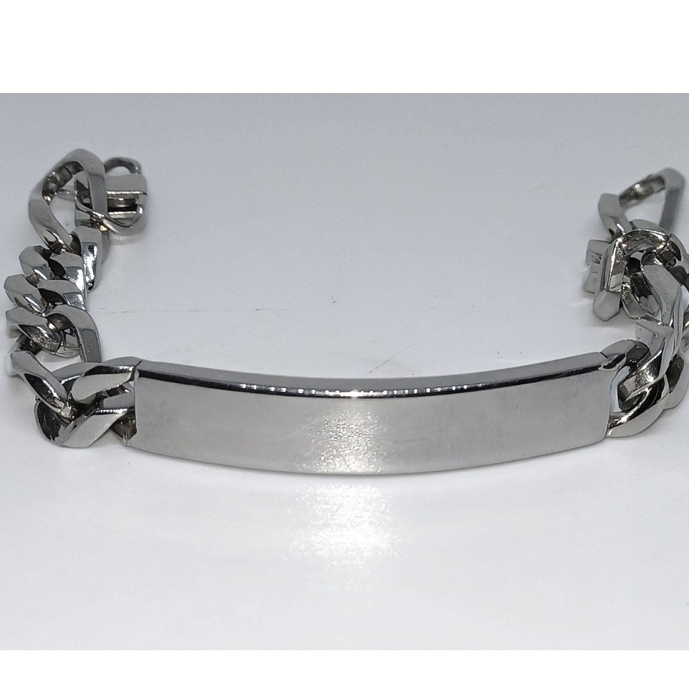 Rhona Sutton New York Silver Tone Figaro Chain ID Bracelet Boxed New No Tag - Picture 4 of 8